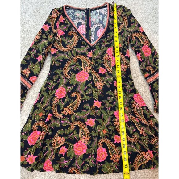 Spell Women's XXS Etienne Playdress Noir V-Neck Floral Paisley Bohemian - Picture 8 of 12